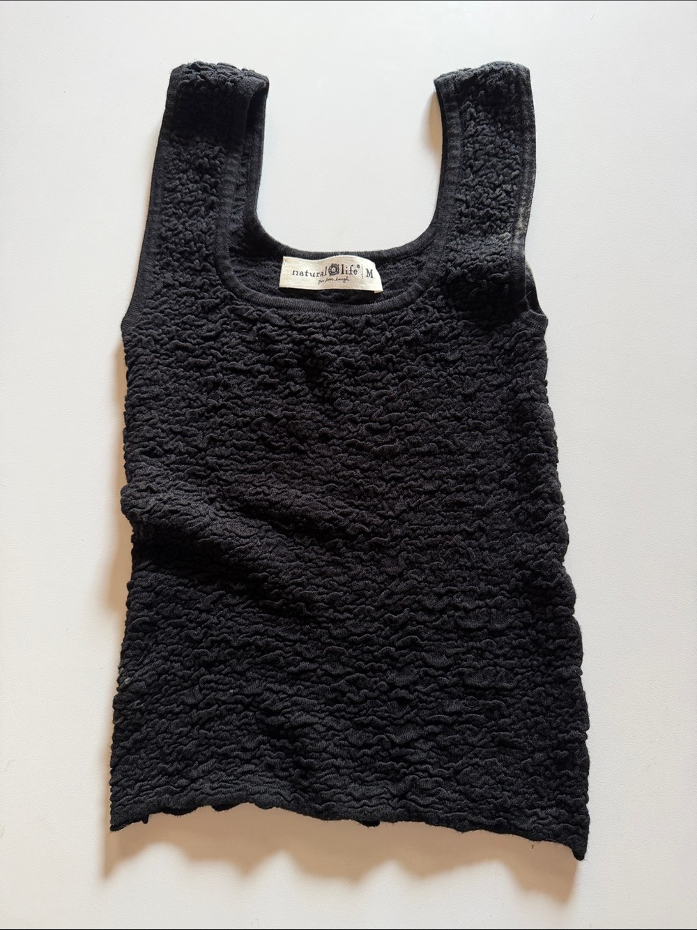NATURAL LIFE Black Textured Ribbed Tank